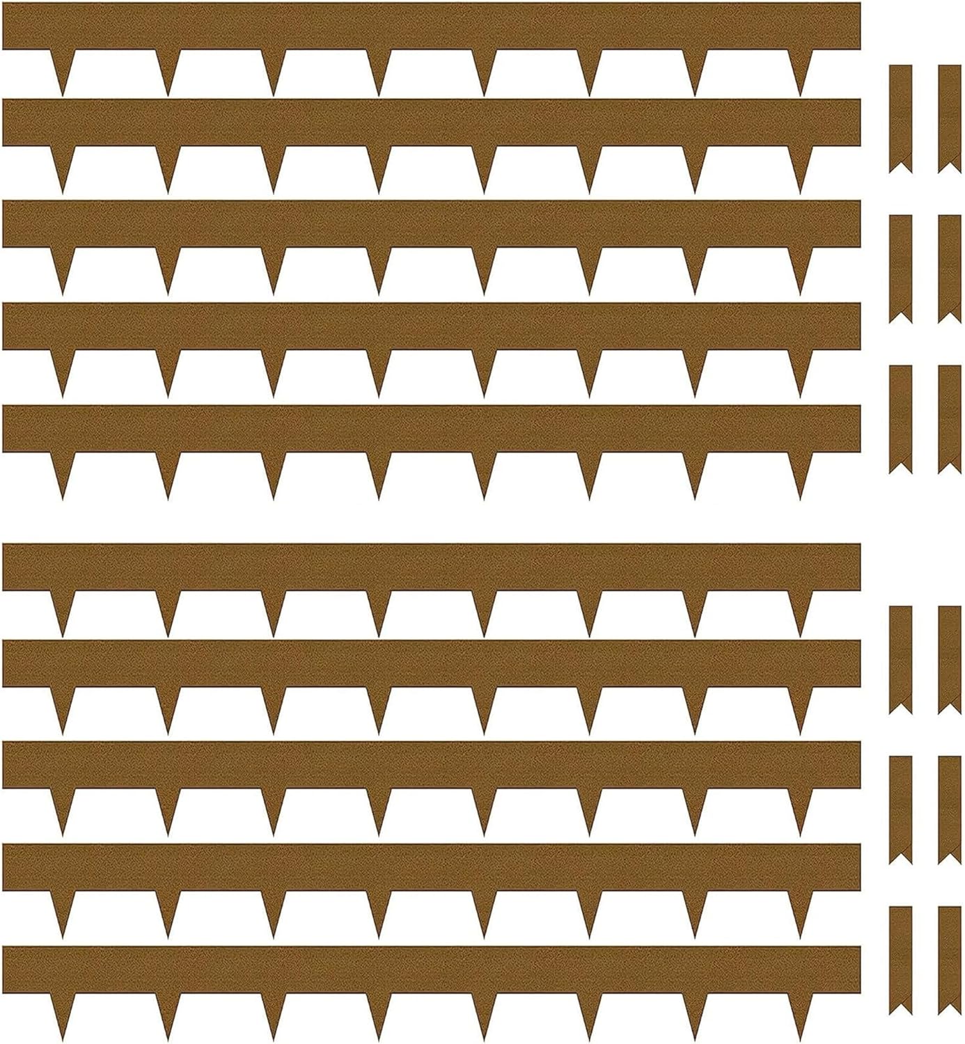 Worth Garden 10-Pack Corten Steel Landscape Lawn Edging - 5in H. (2.5" Above Ground + 2.5" Spikes) Rust Patina Bendable Metal Strips - Hammer-in Border w/ 11 Clips - Yard Pathway Divider (33Ft Total)