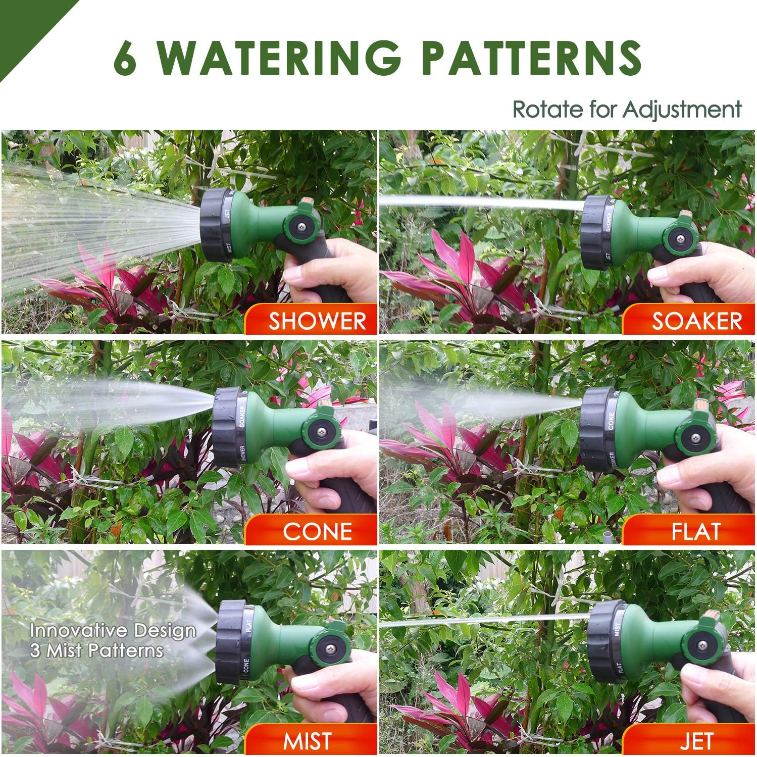 Garden Hose Nozzle Thumb Control Heavy Duty Metal Water Nozzle with Adjustable Watering Patterns High Pressure Hose Nozzle Sprayer, Pefect for Car Washing and Pets Showering