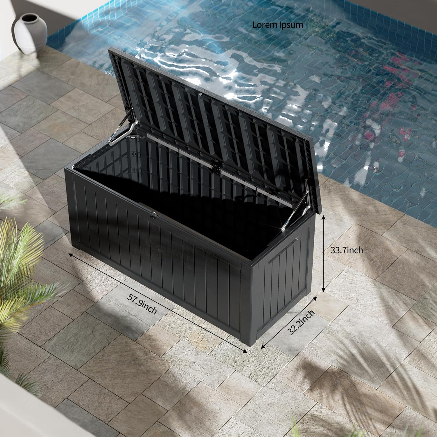 270 Gallon Outdoor Storage Box Waterproof Lockable Resin Deck Box Large, Patio Storage Bin for Pool Accessories Cushion Furniture, Garden Tools, UV-Resistant Outside Delivery Black