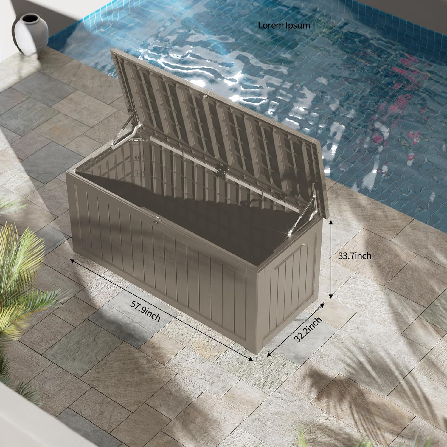 270 Gallon Outdoor Storage Box Waterproof Lockable Resin Deck Box Large, Patio Storage Bin for Pool Accessories Cushion Furniture, Garden Tools, UV-Resistant Outside Delivery Grey