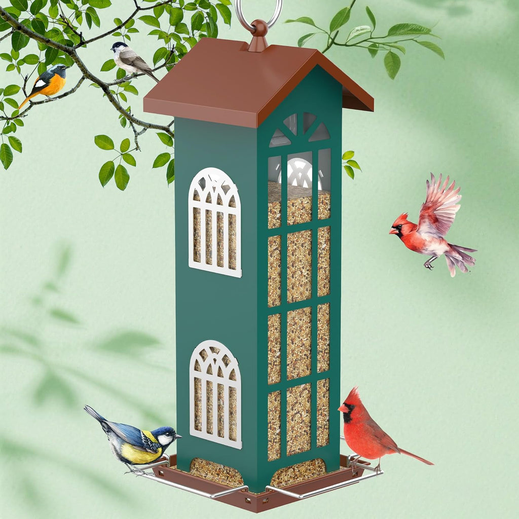 Metal Bird Feeder The Most Popular Bird Feeders for Outdoors Hanging,Waterproof and Rust-Proof,Easy Cleaning,Wild Bird Feeders Attracting Chickadees Goldfinches Cardinals Finches and Sparrows