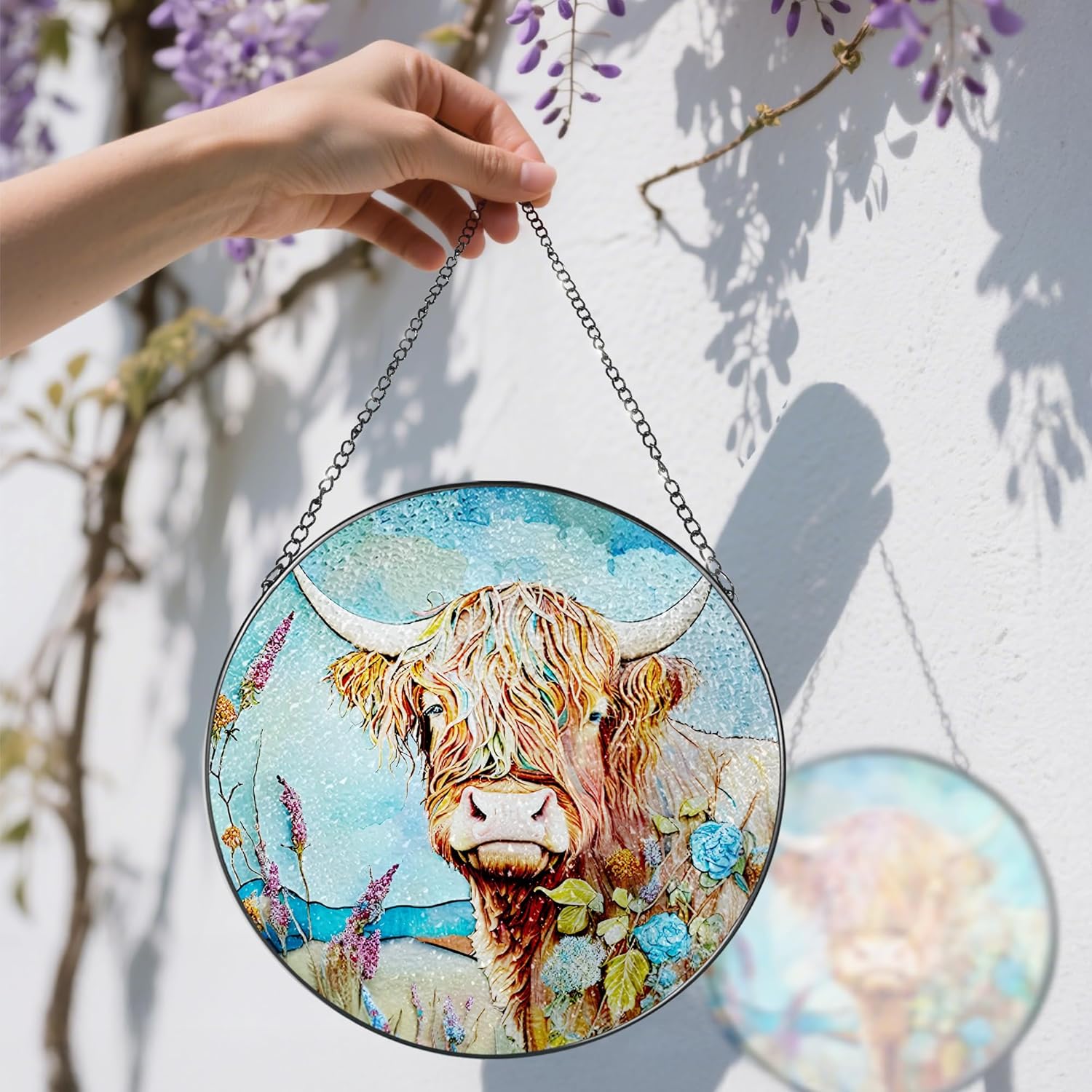 Stained Glass Window Hanging, Stained Glass Suncatcher, Cow Sun Catcher, Window Hanging Decor, Cow Gift, Gifts for Mothers Day or Fathers Day, Christmas or Birthday Gift, Gifts for Her Him