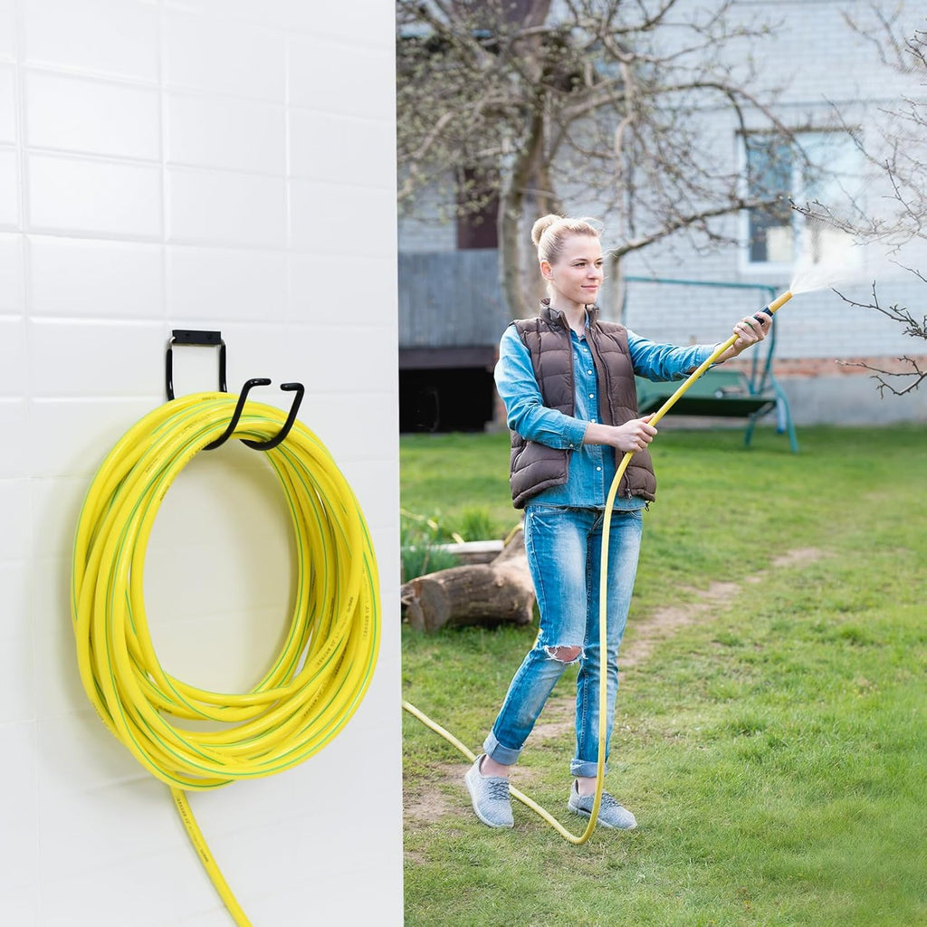 Garden Hose Holder Wall Mounted,304Stainless Steel Solid Hook Holds Up to 150Ft - Black Paint
