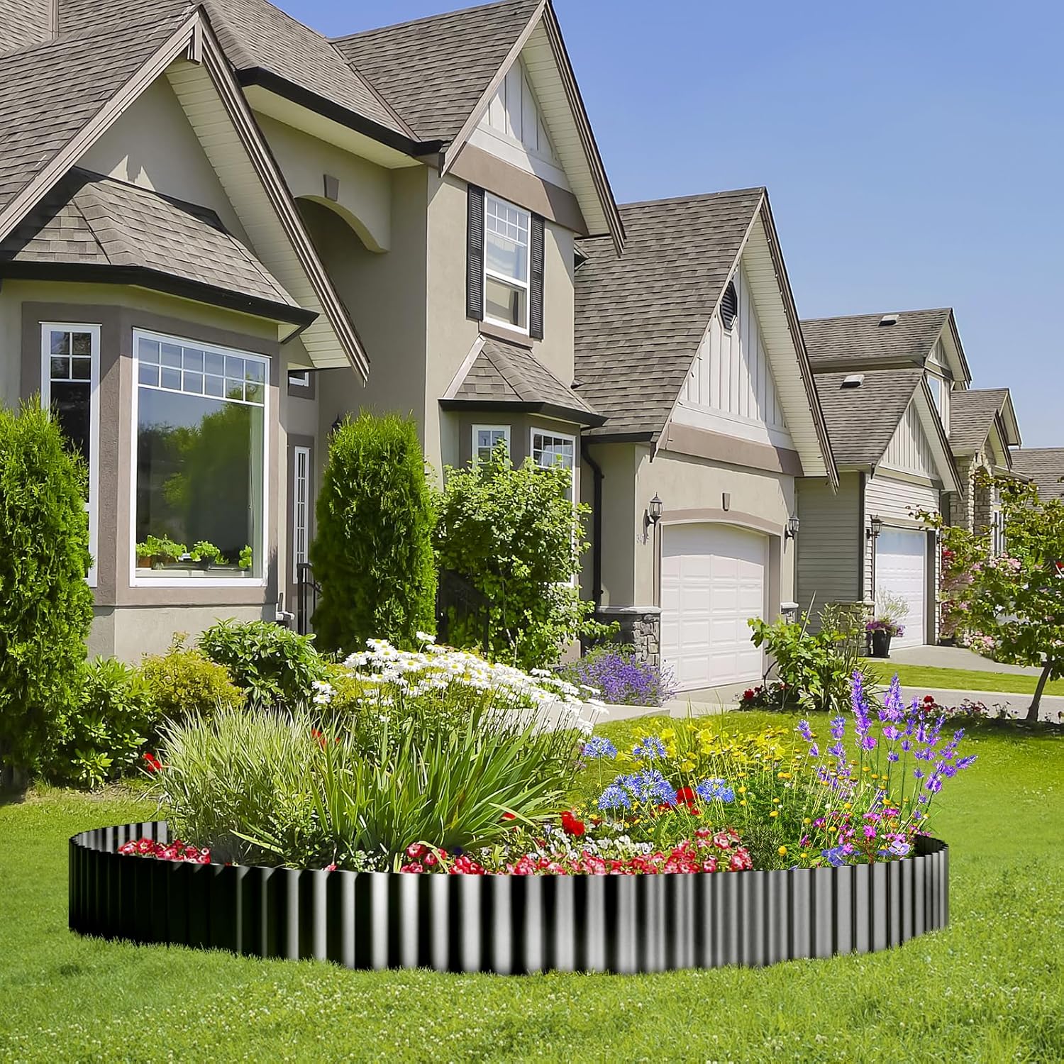 Land Guard Corrugated Garden Edging Border, 6" × 100' Landscape Paver Edging, Tall Landscape Edging, Fence for Garden, Flower Bed, Lawn and Landscape Edging (Black)