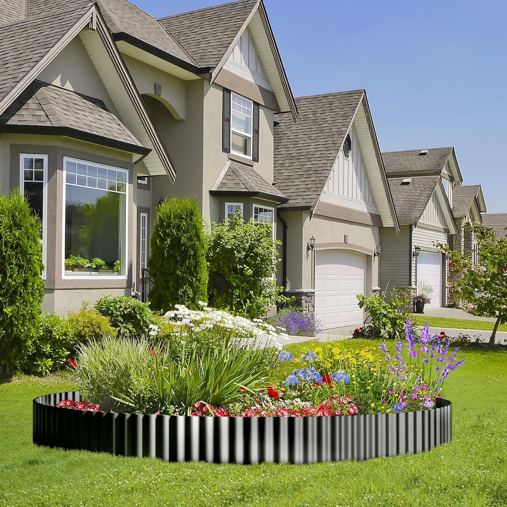 Land Guard Corrugated Garden Edging Border, 12" × 100' Landscape Paver Edging, Tall Landscape Edging, Fence for Garden, Flower Bed, Lawn and Landscape Edging (Black)