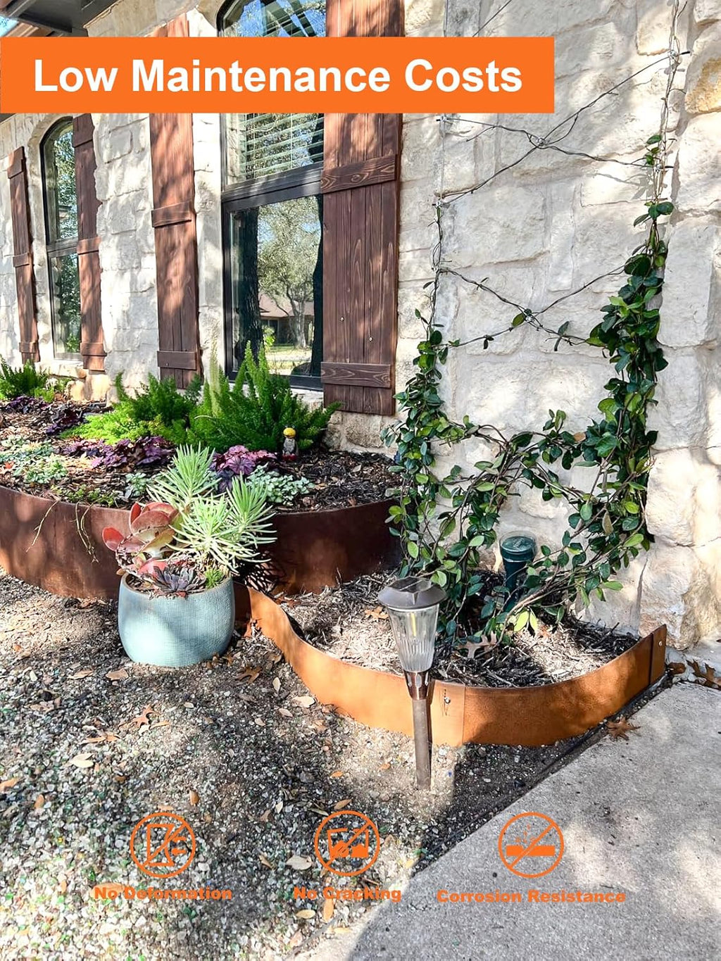 Vinci Landscape Edging Border, 40" L x 4" H 6Pack 20FT Total Rusted Corten Steel Garden Edging with Spikes, Sturdy Elegant Metal Lawn Broder for Flower Beds, Pathways, Paver Edges and Yard