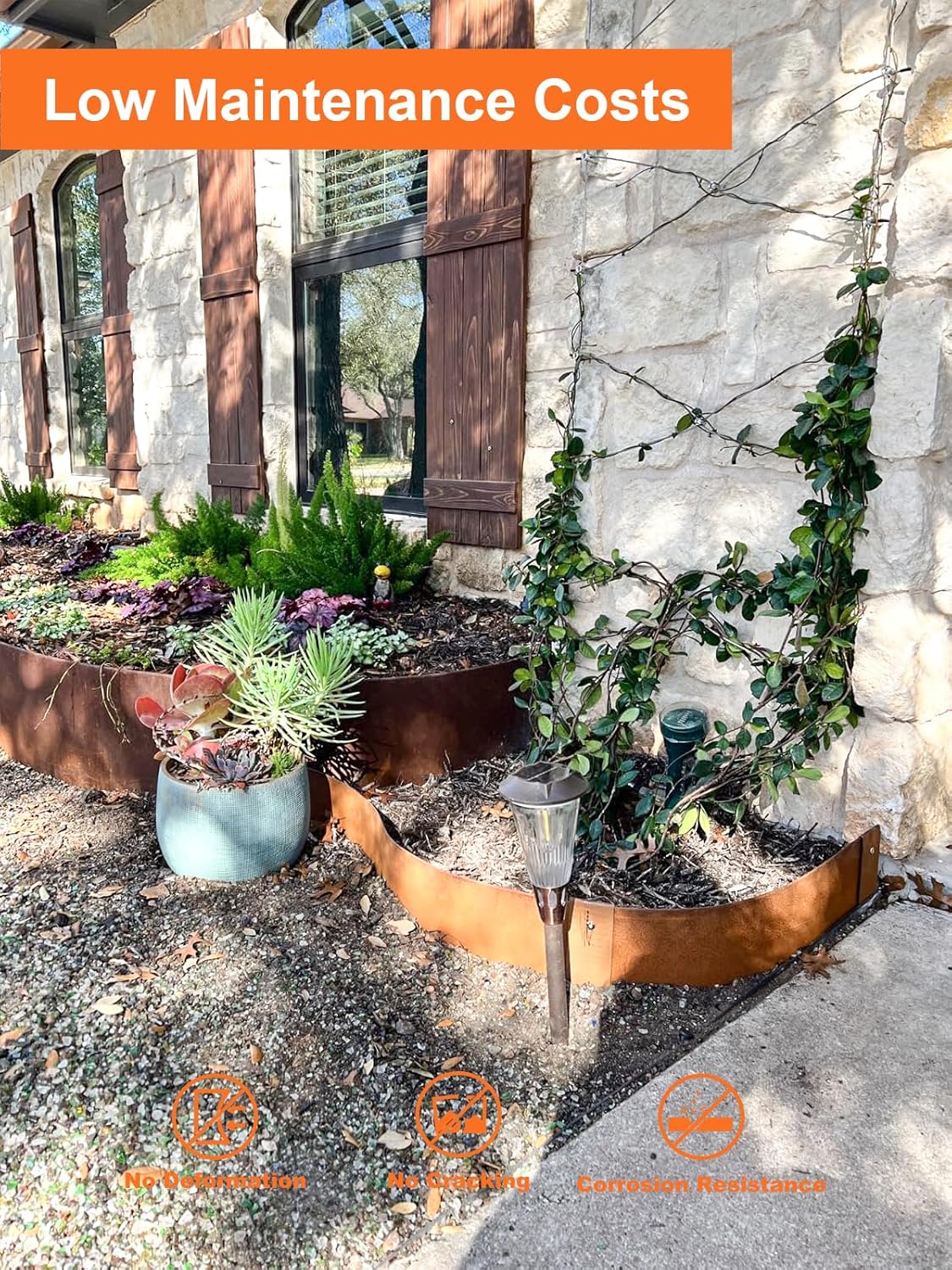 Vinci Landscape Edging Border, 40" L x 6" H 6Pack 20FT Total Rusted Corten Steel Garden Edging with Spikes, Sturdy Elegant Metal Lawn Broder for Flower Beds, Pathways, Paver Edges and Yard