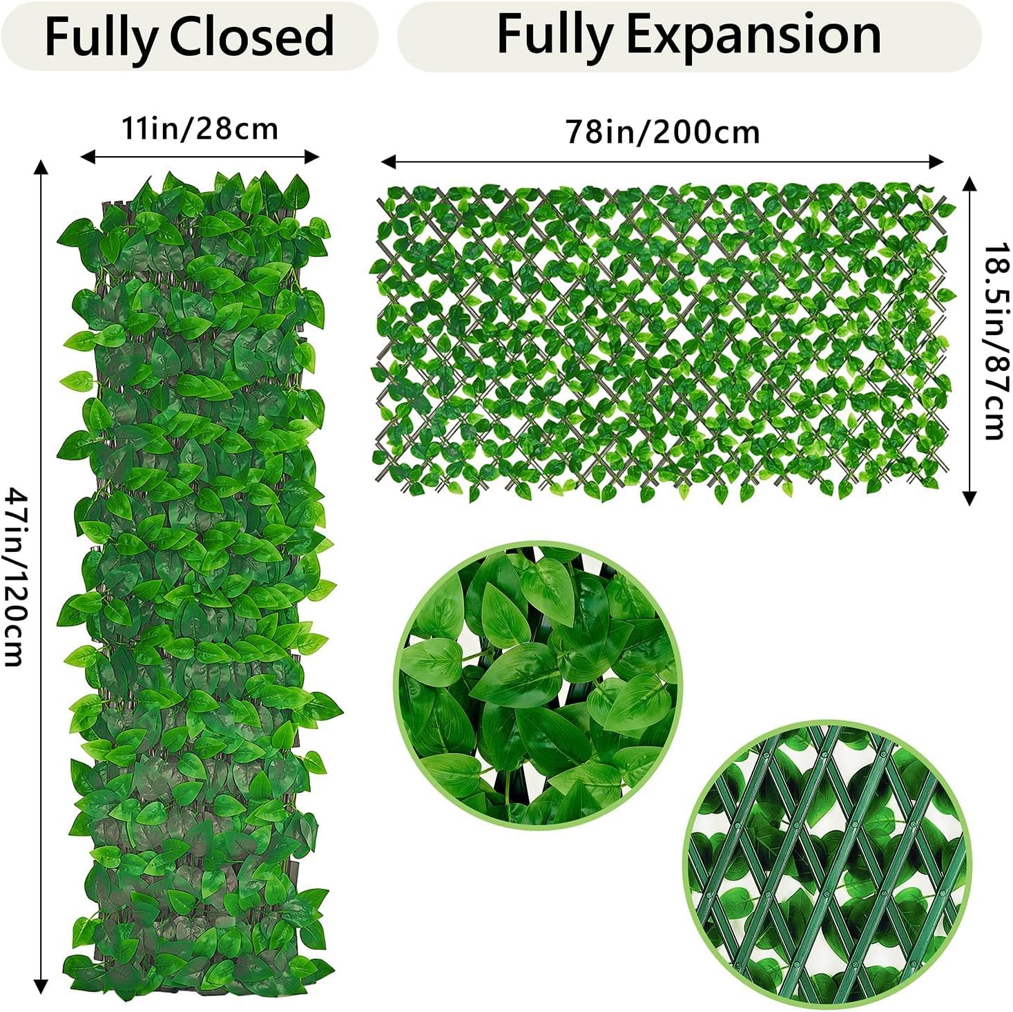 Artificial Ivy Fence, 80 in x 35 in Artificial Hedge Wall for Outdoor and Indoor, Ivy Vine Leaf Hedges Fence Panels for Patio, Balcony, Garden, Backyard Green Wall Decor, 4 Pieces