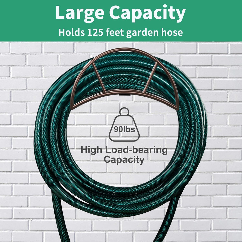 TomCare Garden Hose Holder Heavy Duty Water Hose Holder Wall Mount Hose Hanger Decorative Durable Garden Hose Storage Hose Reel Solid Metal Hose Stand Sturdy Hose Holders for Outside Yard, Bronze