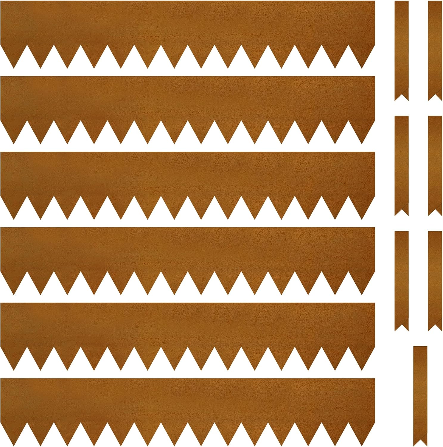 KOL Corten Steel Pre-Rusted Garden Lawn Edging - 6-Pack Bendable Metal Landscape Edging Strips - Heavy Duty Hammer-in Cor-Ten Rust Border with 7 Clips - 14-Gauge - 40" L x 8" H (20FT Total Length)