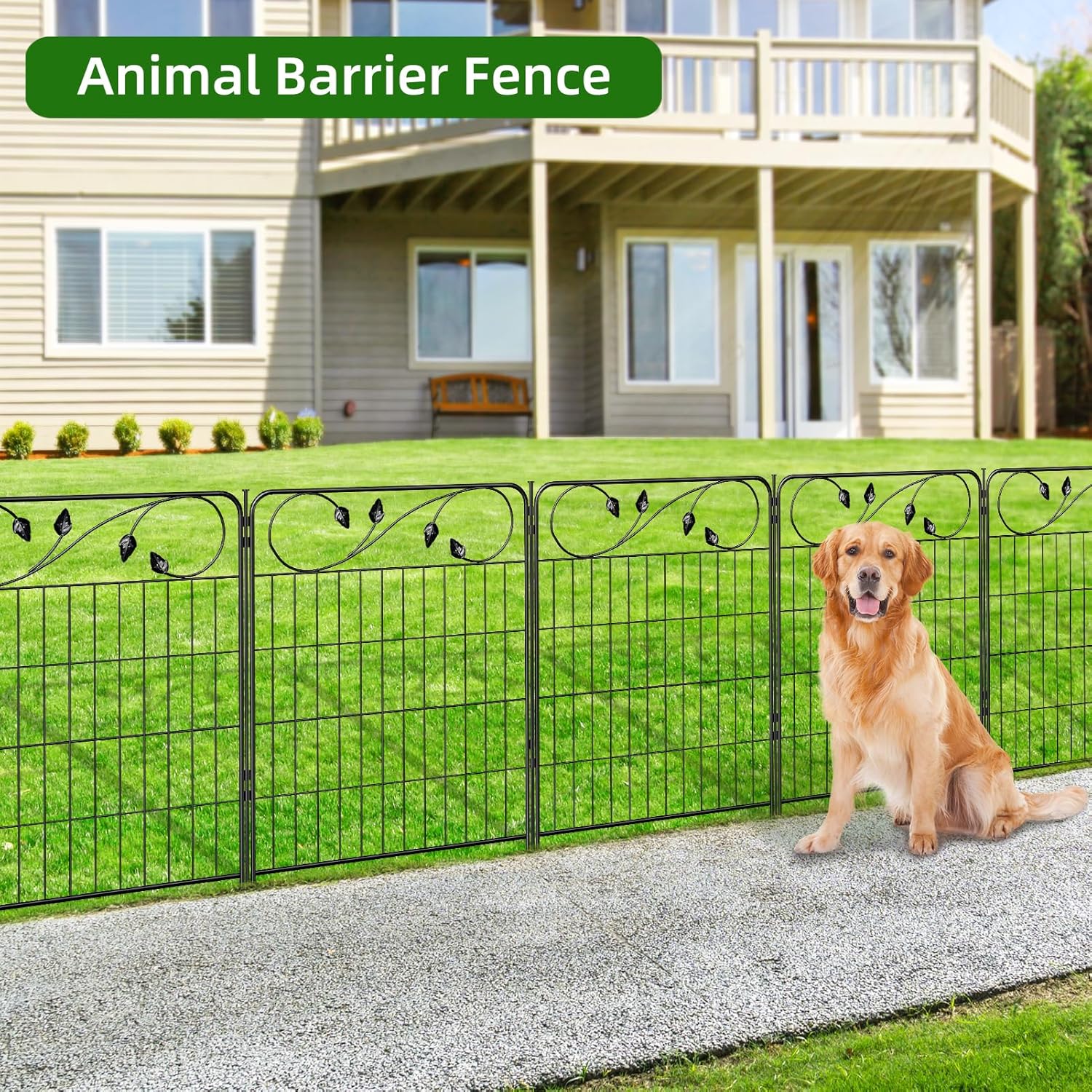 No Dig Decorative Garden Fencing 30in(H) X16ft(L) 8 Panels+9 Stakes Temporary Fence Metal Edging Patio Garden Fence Border for Flower Bed, Animal Barrier for Outdoor