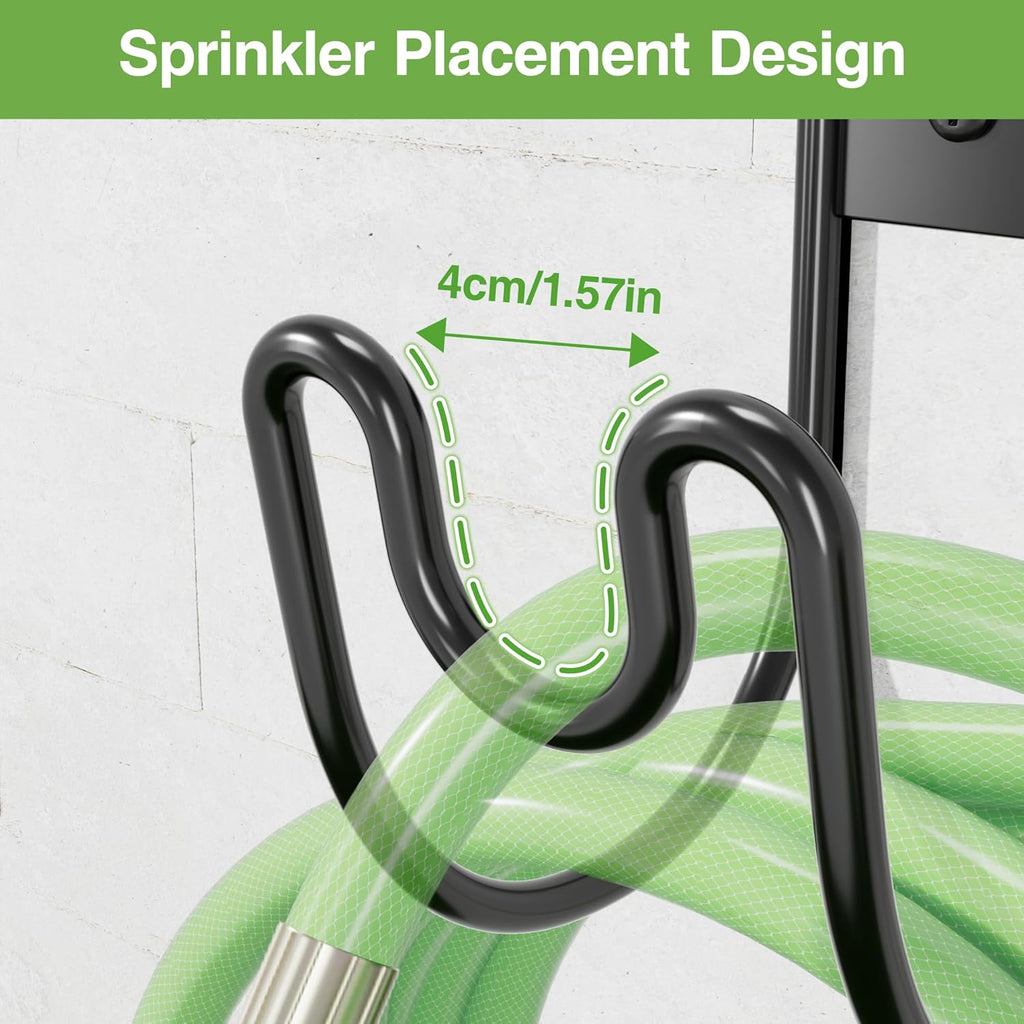 Black Metal Garden Hose Holder - Wall Mounted Water Hose Holder - Hose Hanger Heavy Duty for Water Hose Extension Cords Vacuum Hose