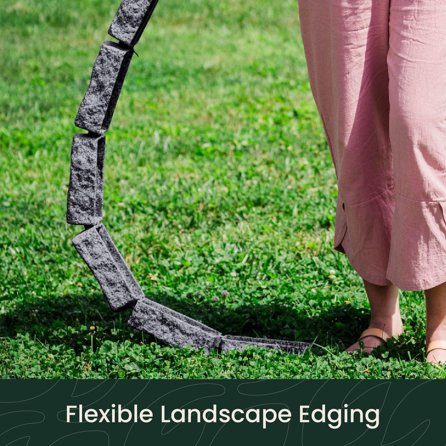 Beuta Landscape Edging | Garden Edging Border | Faux Stone Bricks for Lawn edging, Flower beds, Pathways & Yard Edging– 40 Packs | Each Section Has 6 Bricks 48"L x 4"W x 2.25"H | 120 Spikes |Charcoal