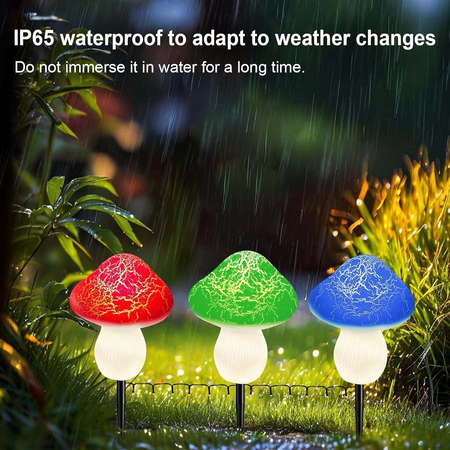 Mushroom Solar Lights Outdoor Decor - 8 Pack 50 LED Crackle Mushroom Lights, 23ft Solar Powered Fairy String Light with 8 Modes, Waterproof for Outside Garden Yard Patio Pathway, Colorful