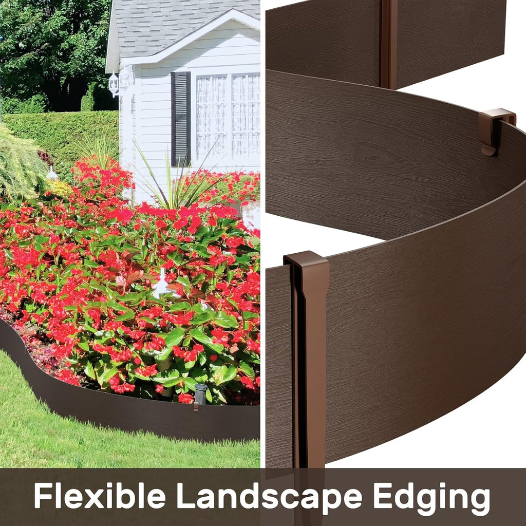 AGTEK 78FT Plastic Landscape Edging Coil Kit, 8 inch High Terrace Board Garden Edging Border with 24 Stakes