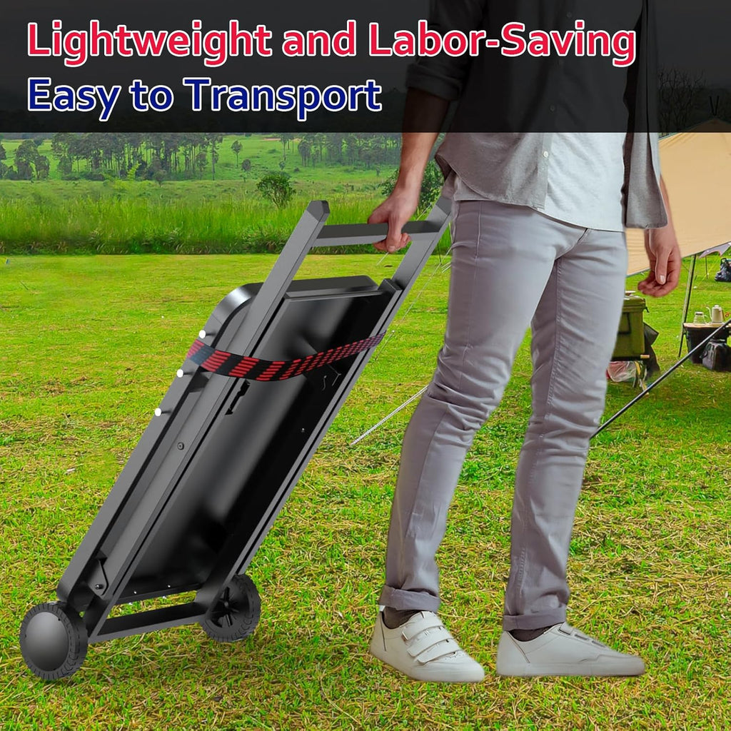 Portable Grill Table, Outdoor Prep Table with 2 Wheels, Pizza Oven Cart for Ninja Woodfire, Ninja Woodfire XL Pro, Weber Q, Ooni Table Top Grill, Folding Grill Cart for Picnic, Camping, RV