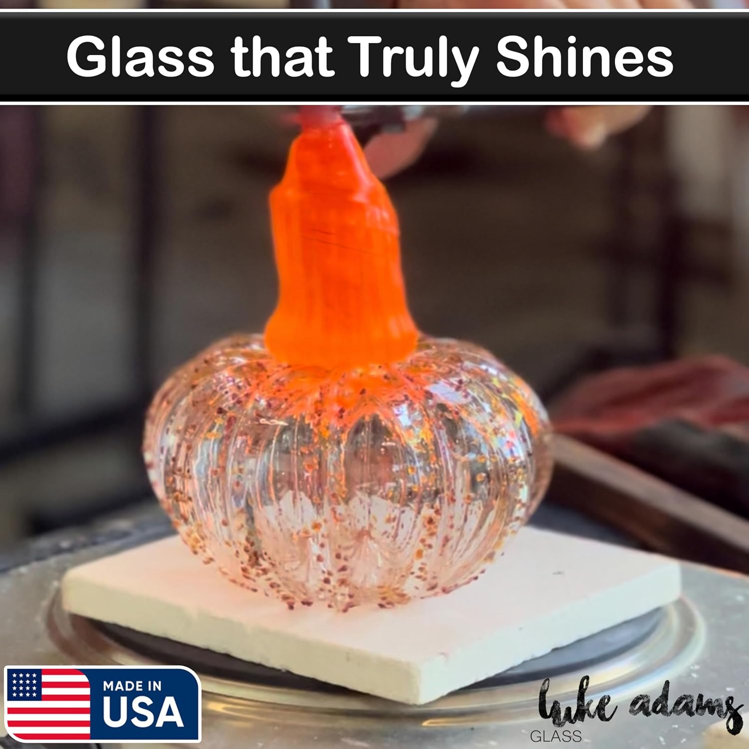 Luke Adams Glass Handmade Glass Pumpkins Handmade Table Top Home Decor (Squat, Lagoon)