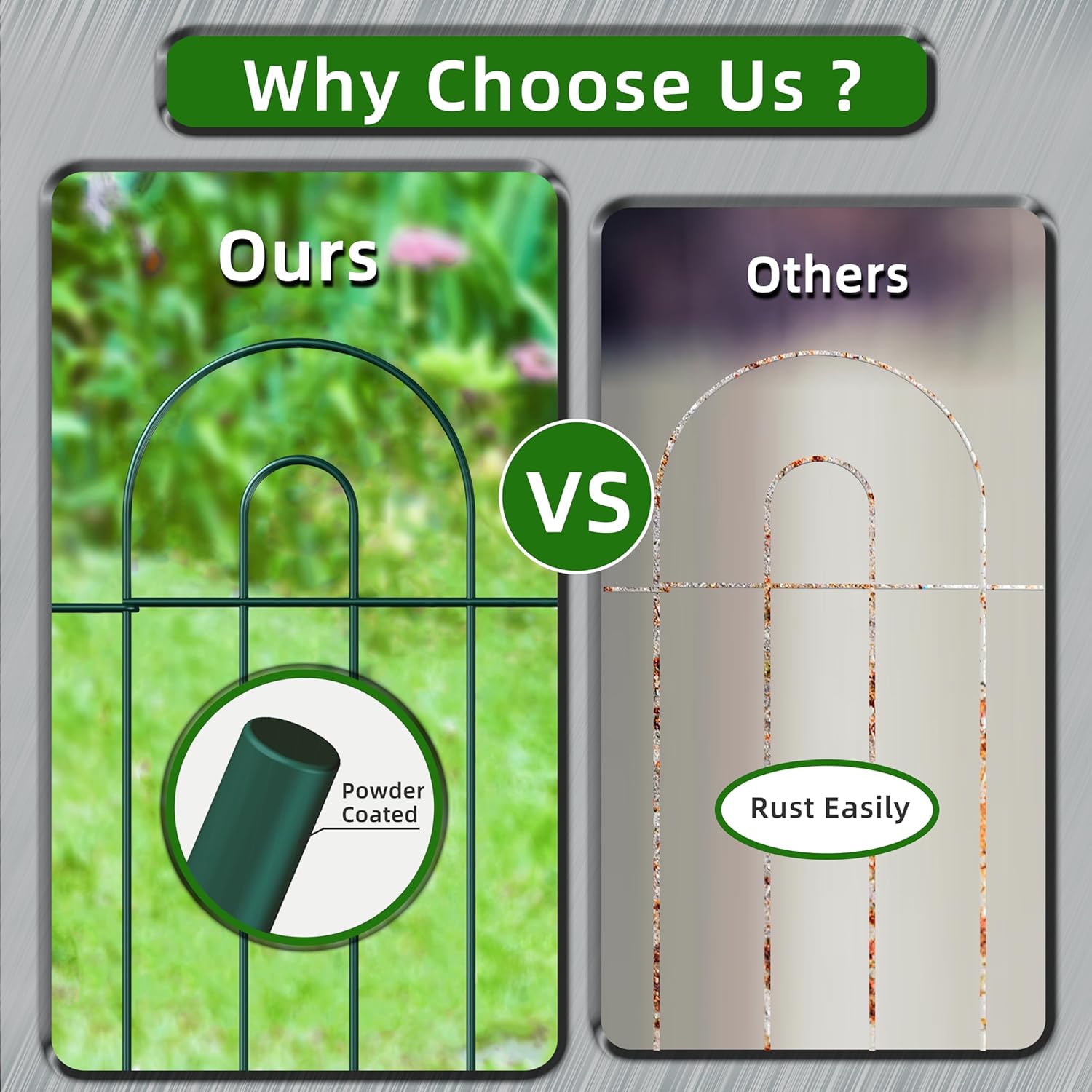 Decorative Garden Fence Border 32inX20ft Outdoor Green No Dig Temporary Iron Wire Edge Flowers Fencing Panels Rustproof Metal Folding Garden Fencing for Yard