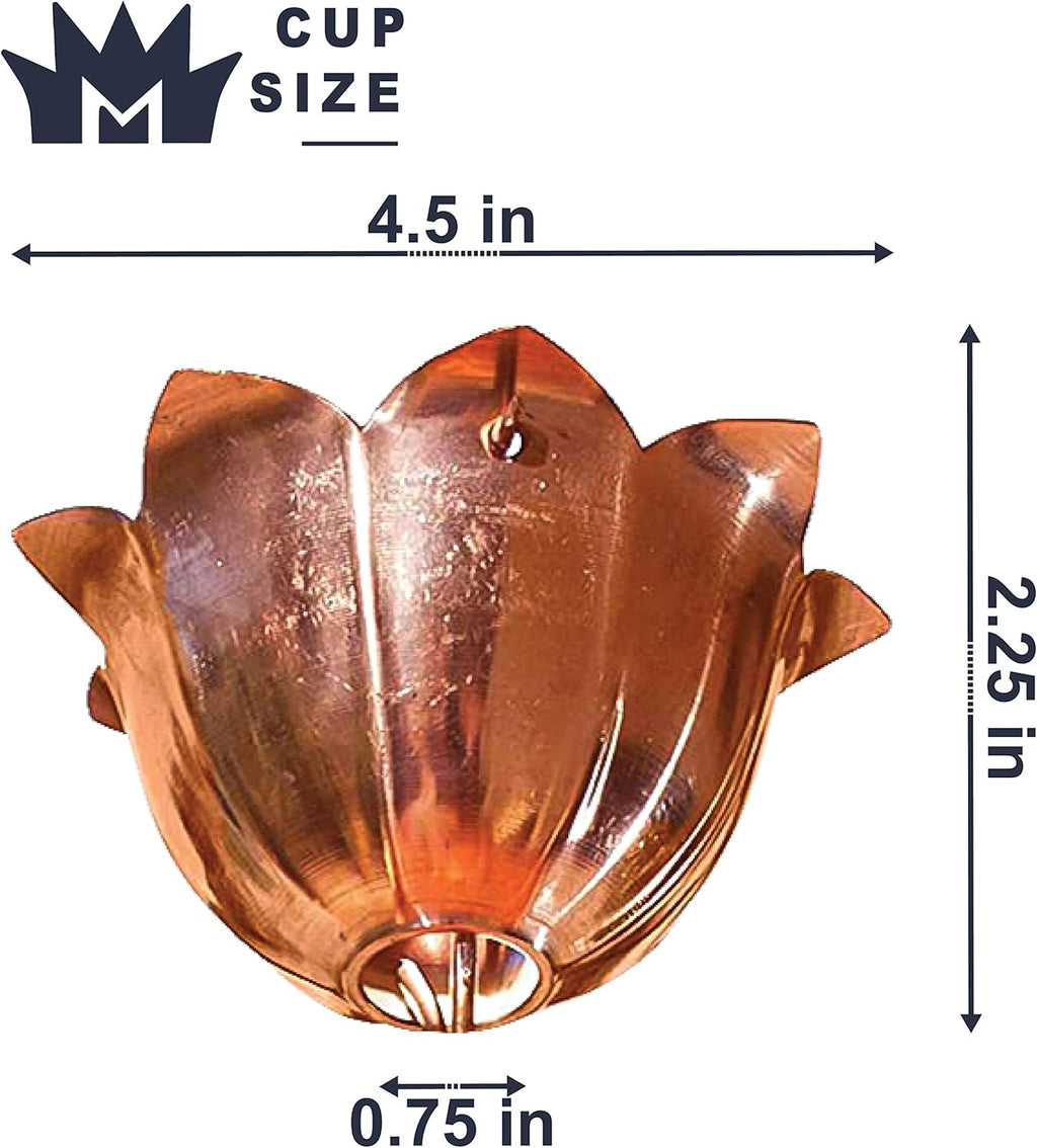 Monarch Rain Chains Pure Copper Lotus Rain Chain, 8.5 ft Decorative Rain Catcher Chain for Gutters, Large Rain Chains for Outside, Rain Gutter Replacement Downspout