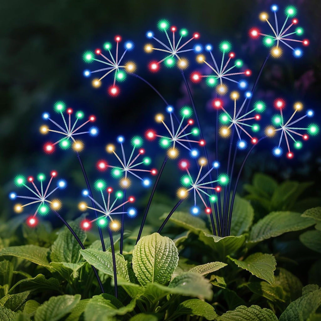 Solar Garden Lights 2 Pack Waterproof Swaying Starburst Light Solar Outdoor Lights for Yard Patio Walkway Pathway Party Wedding Decoration, Unique Gifts for Women, Multicolor