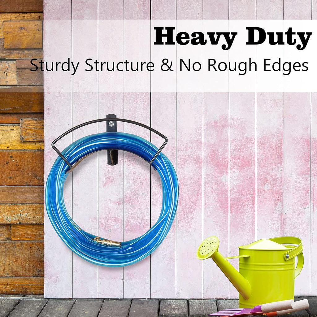 Eastrans Wall Mount Garden Hose Holder, Heavy Duty Water Hose Holder Easily Holds Up to 125 Feet 3/4’’ Hose, Solid Metal & Rust-Free, Perfect Garden Hose Storage for Outside Yard Lawn,Black