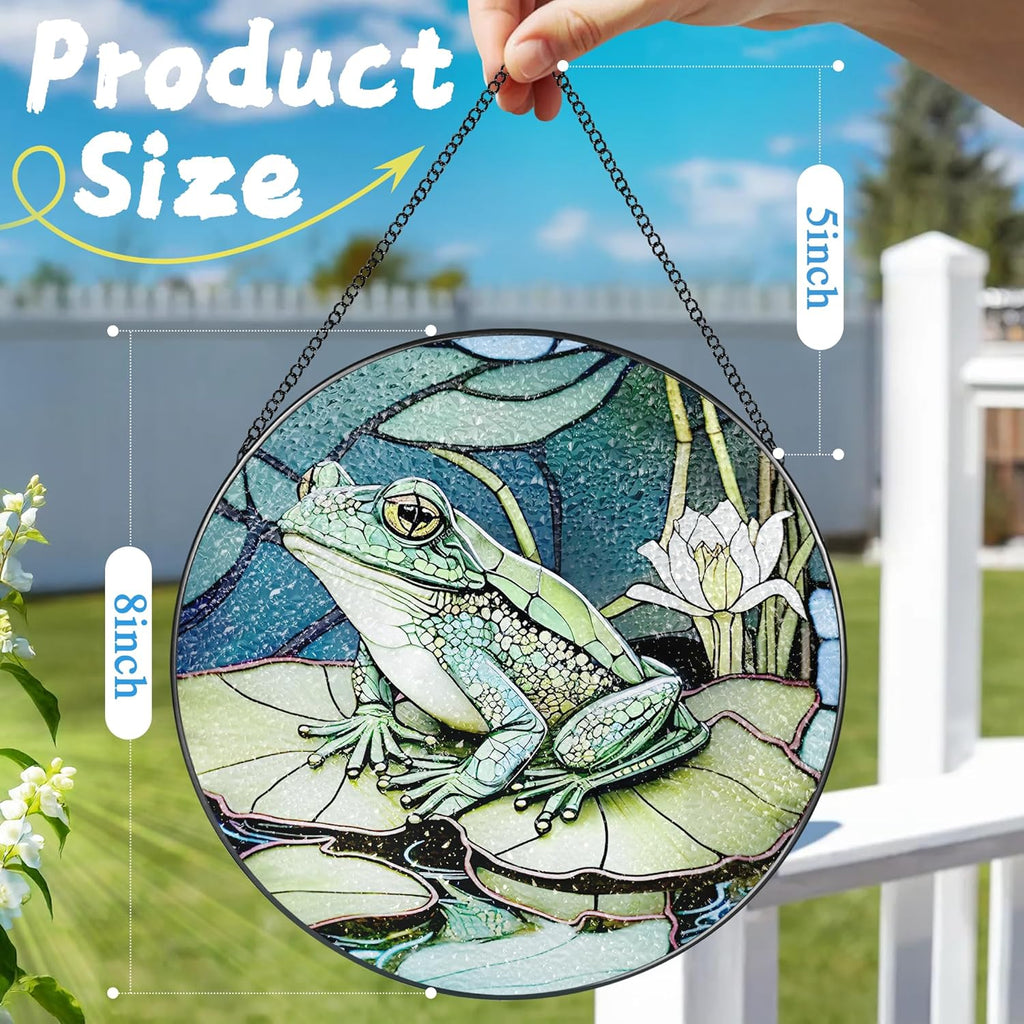 Stained Glass Window Hanging, Stained Glass Suncatcher, Frog Sun Catcher, Window Hanging Decor, Frog Lover Gift, Gifts for Fathers Day or Mathers Day, Christmas or Birthday Gift, Gifts for Friend