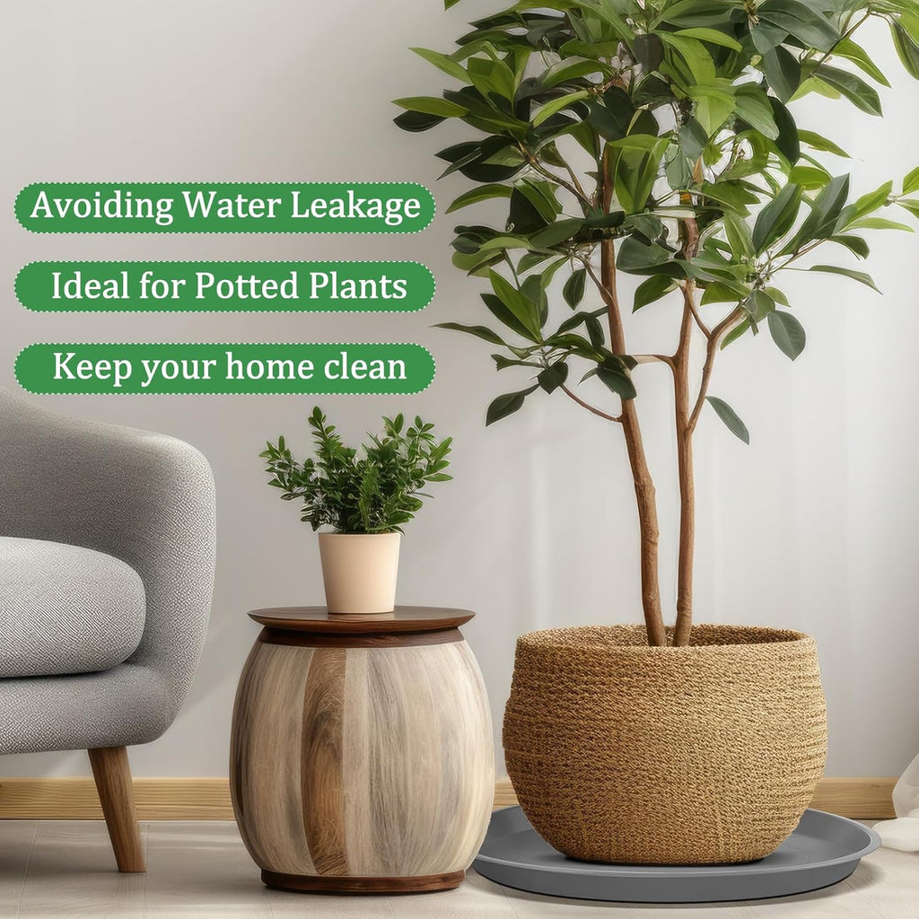 Eccliy 6 Pack Plastic Plant Saucer Heavy Duty Planter Saucers Large Plant Pot Saucers Plastic Water Trays for Indoors and Outdoors Flower Plant Plant Drip (Gray,23 Inch)