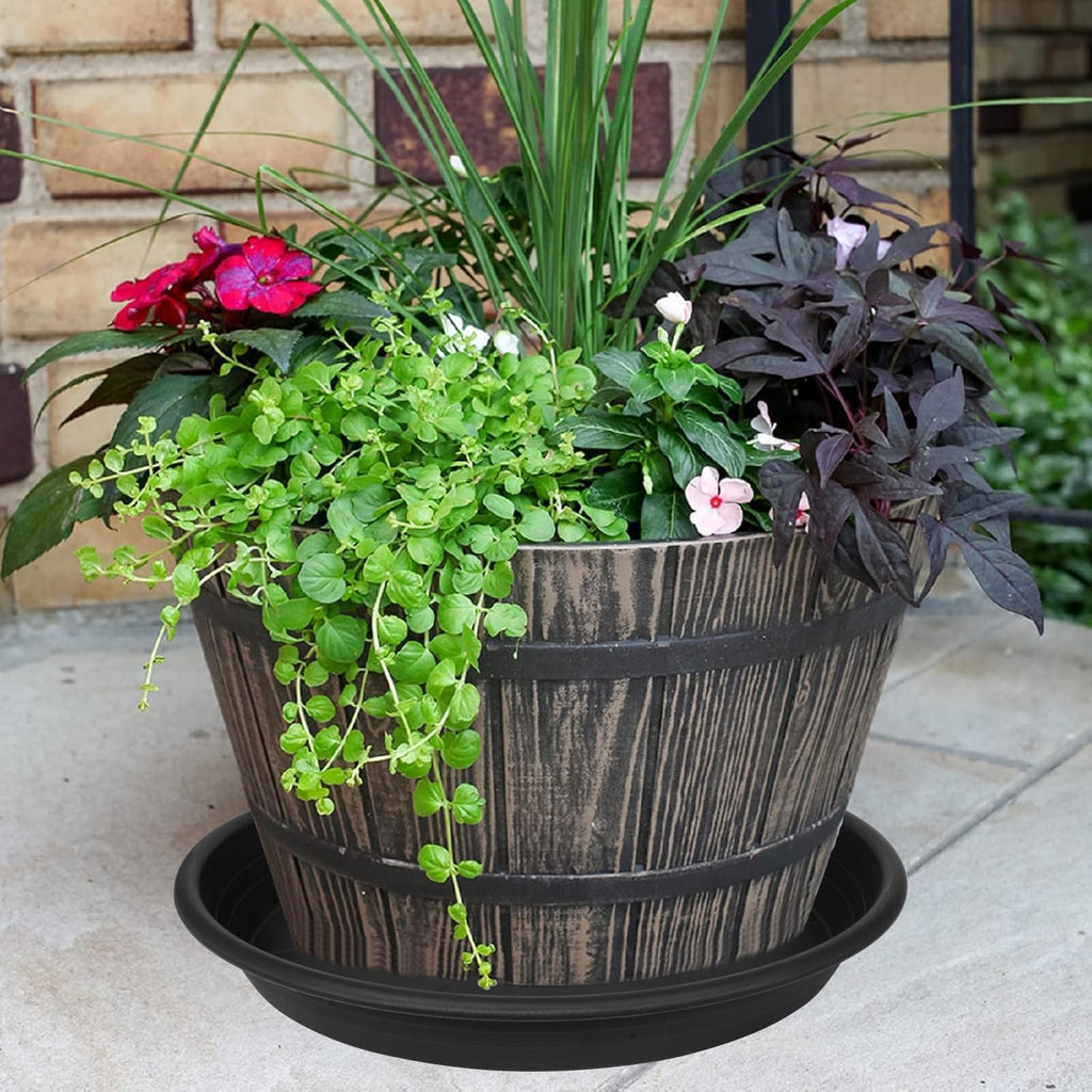 2 Pack of 22 inch Extra Large Plant Saucer, Extra-Deep 3.4" Plant Tray, Bird Bath Bowls for Garden, Plastic Pot Trays for Indoors Outdoors, Water Catcher for Gallon Grow Bags 19-22" (22", Black)