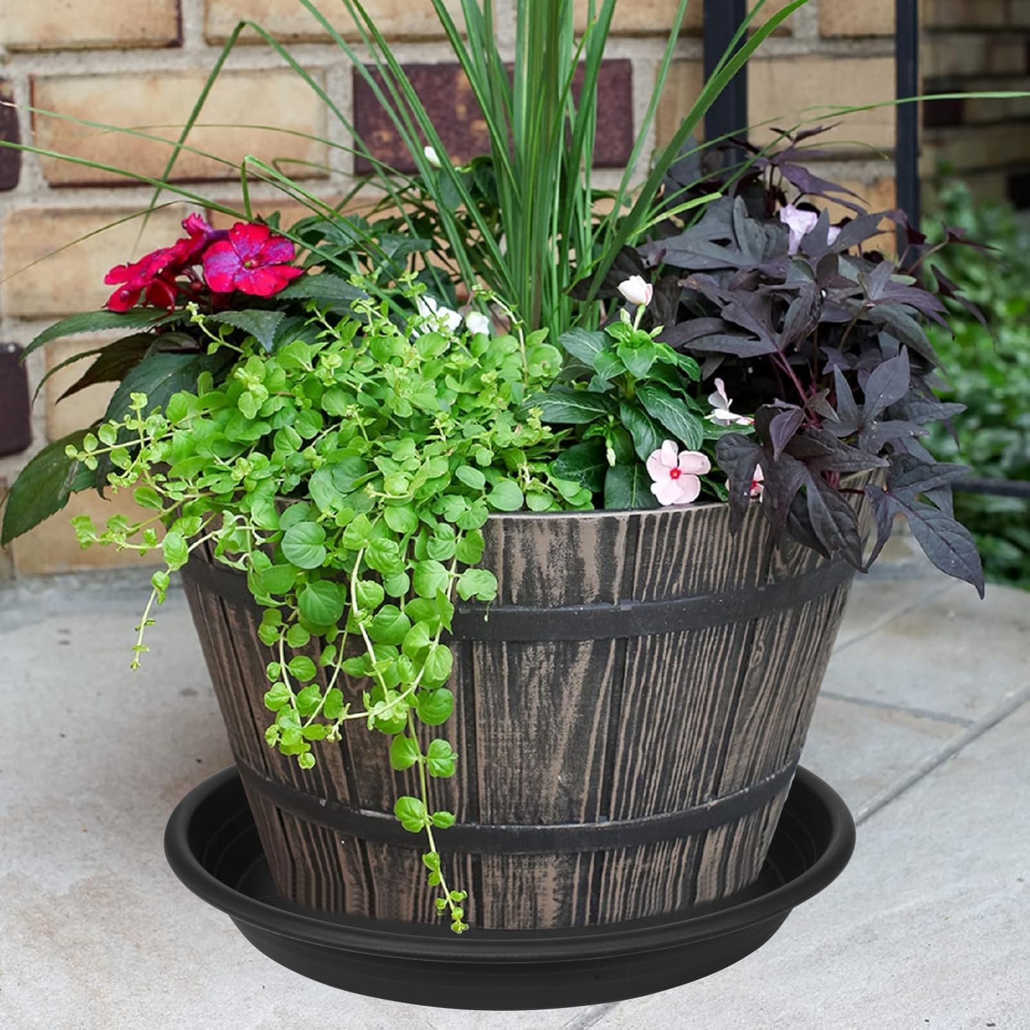 3 Pack of 18 19 inch Plant Saucer, 2.4" Depth Large Plant Tray, Heavy Sturdy Plant Drainage Tray for Indoors, Sturdy Plastic Plant Plate Water Catcher for Planter 15-19"(19", Black)