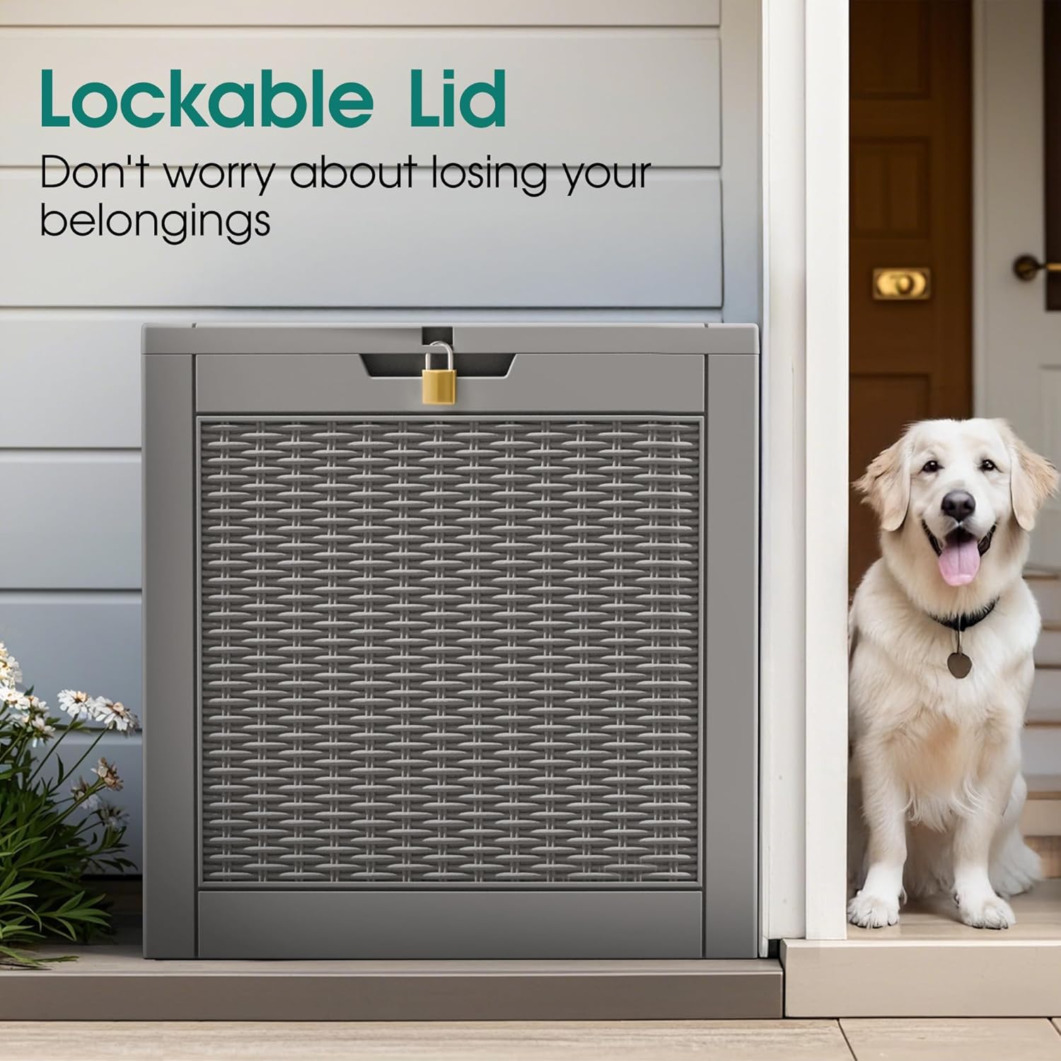 NUNU LAB Outdoor Storage Box, 33 Gallon Resin Deck Box Indoor and Outdoor Use, Waterproof Lockable Patio Storage Bin for Gardening Tools,Package Deliveries,Patio Cushions,UV Resistant,Grey