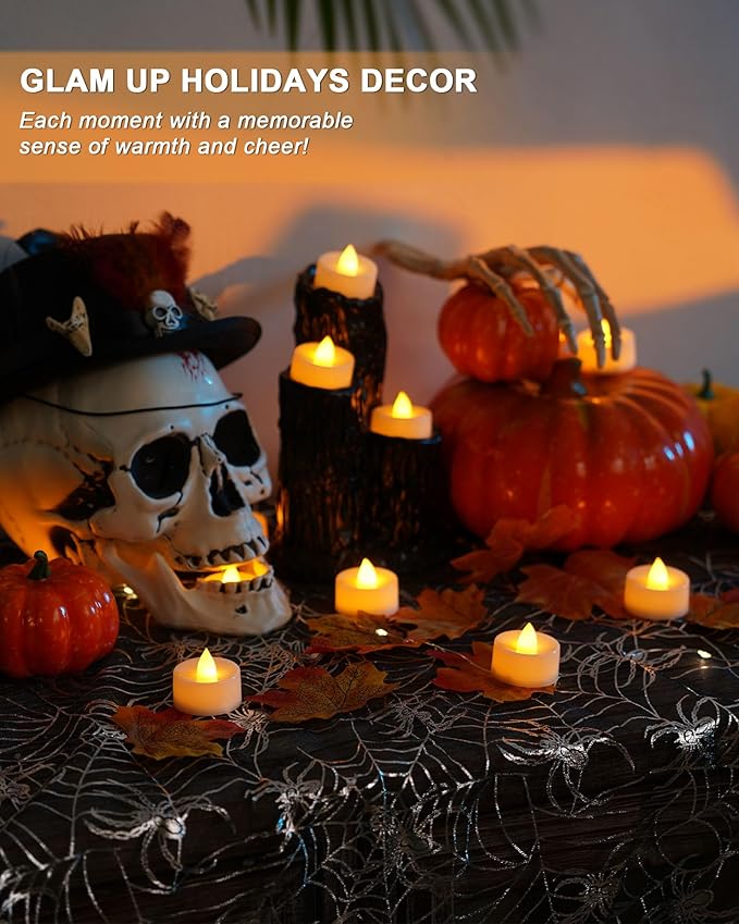 BEICHI Flameless Candles, 24Pack Battery Operated Candles, LED Tea Lights Candles Battery Operated, Flickering Fake Candles for Wedding Halloween Christmas Diwali- Warm Yellow