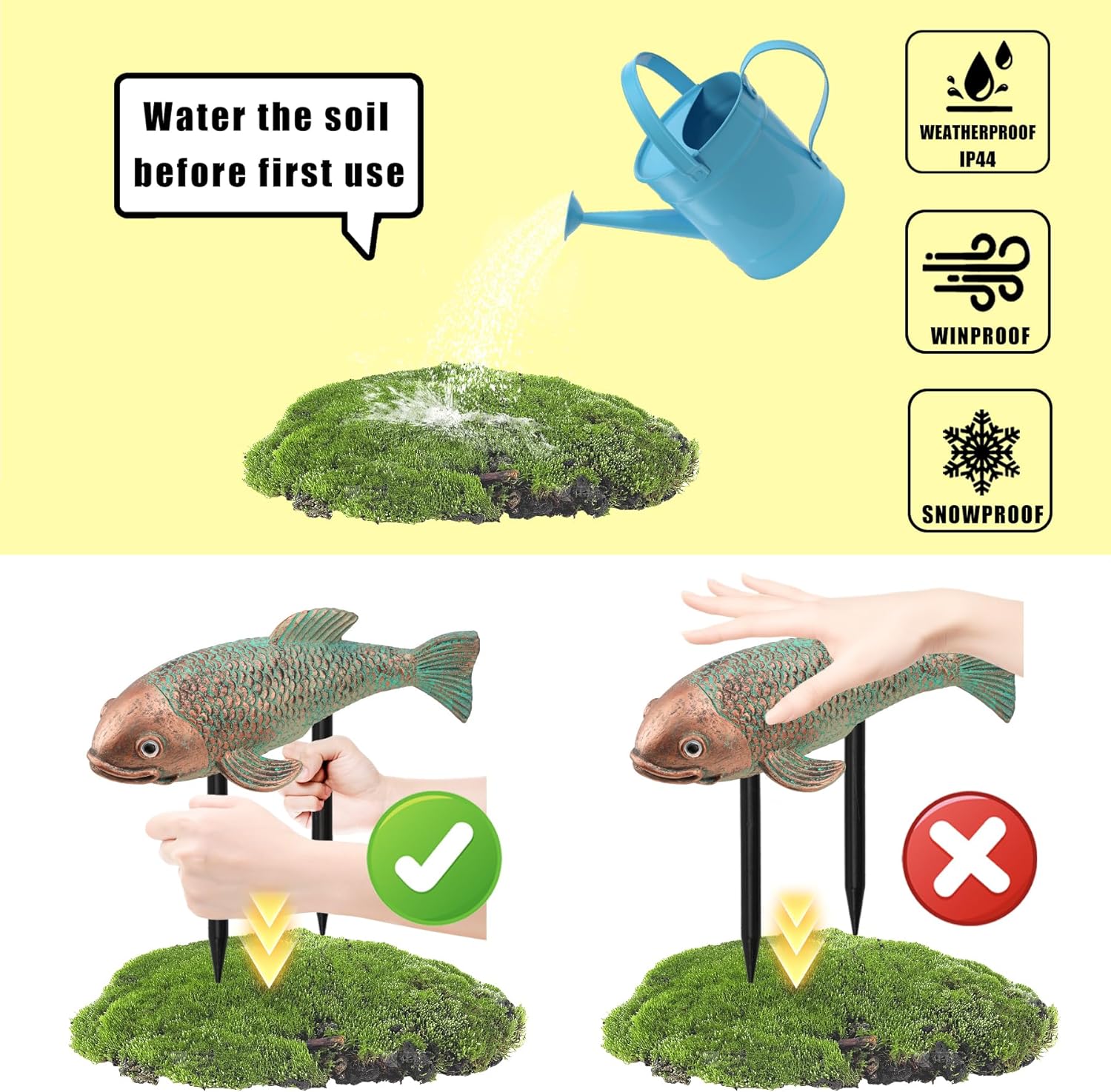 10.8" Resin Koi Pond Kit, 2Pcs Antique Koi Fish Garden Statues, Yard Pond Decor, Large Outdoor Statues Ornaments, Real Fish Sculpture Art, Garden for Outdoors