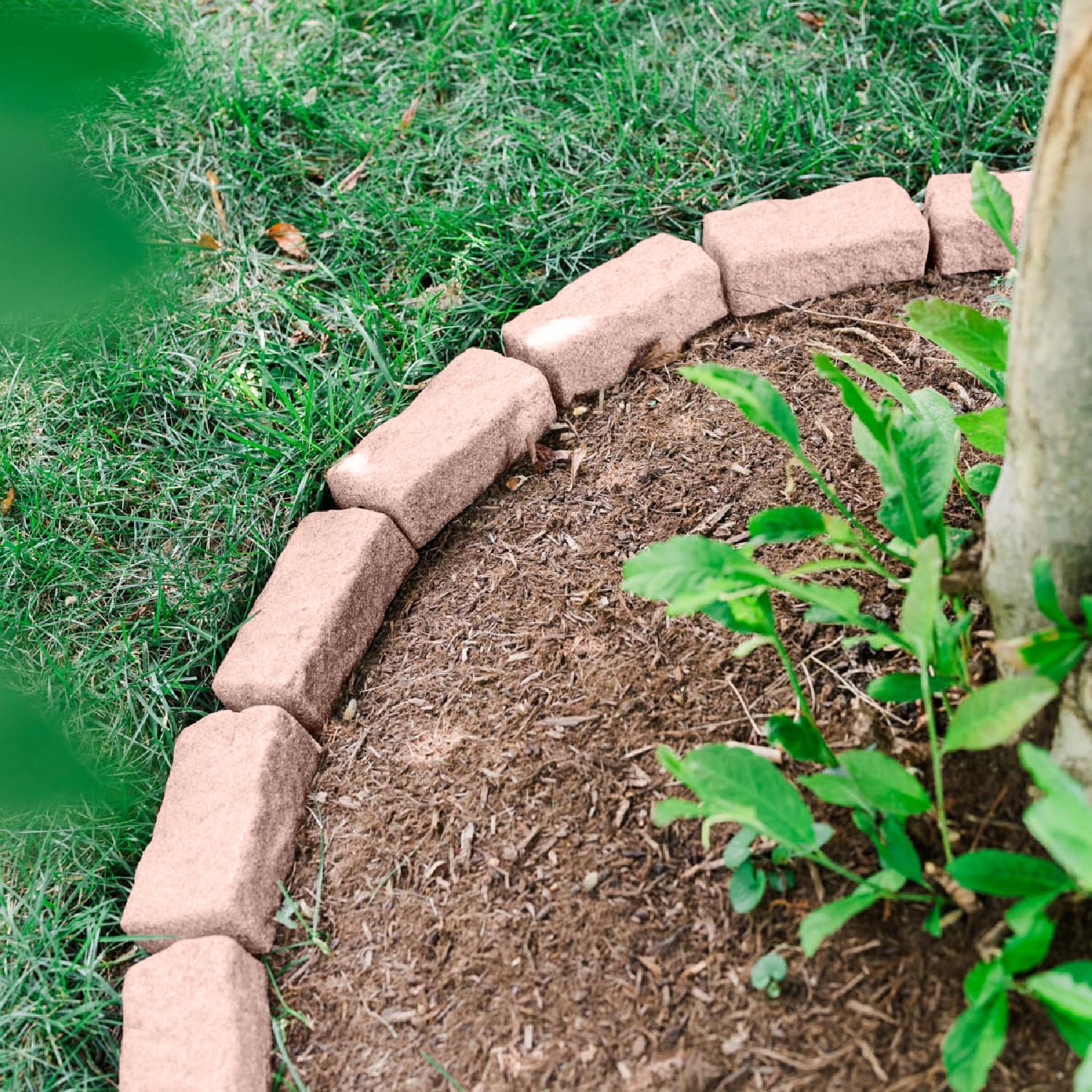 Beuta Landscape Edging | Garden Edging Border | Faux Stone Bricks for Lawn edging, Flower beds, Pathways & Yard Edging– 10 Packs | Each Section Has 6 Bricks 48"L x 4"W x 2.25"H | 30 Spikes |Sandstone