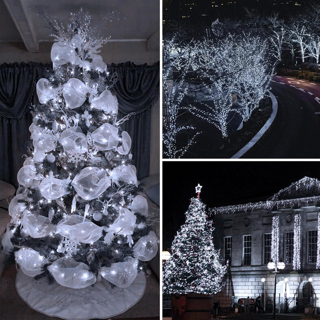 Upgrade Solar String Lights for Outside 2 Pack Total 180FT 500LED String Lights Outdoor with 8 Modes, IP65 Waterproof Outdoor Solar Twinkle Lights, Garden Tree Party Christmas Decorations, Cool White