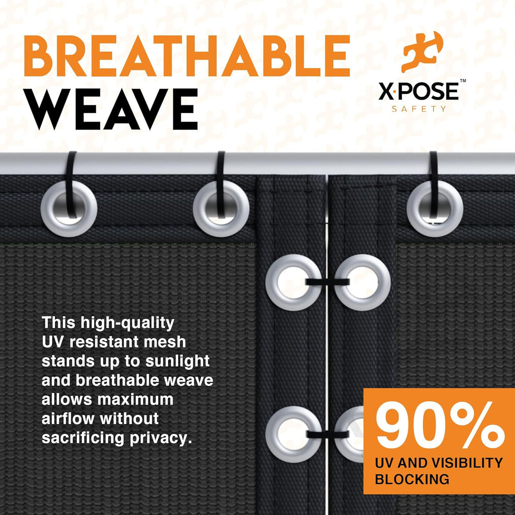 Xpose Safety Privacy Fence Screen 8’ x 50’ – Heavy Duty Black Mesh with 90% Visibility Block, UV Protection – Includes Cable Ties – for Garden, Yard, Nursery, Kennel, Dog Run, Greenhouse