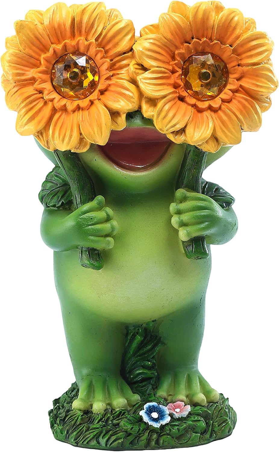 Outdoor Frog Garden Statue: Yard Decoration with Solar Light Funny Frog Sunflower Gifts for Women Mother's Day Housewarming Gift