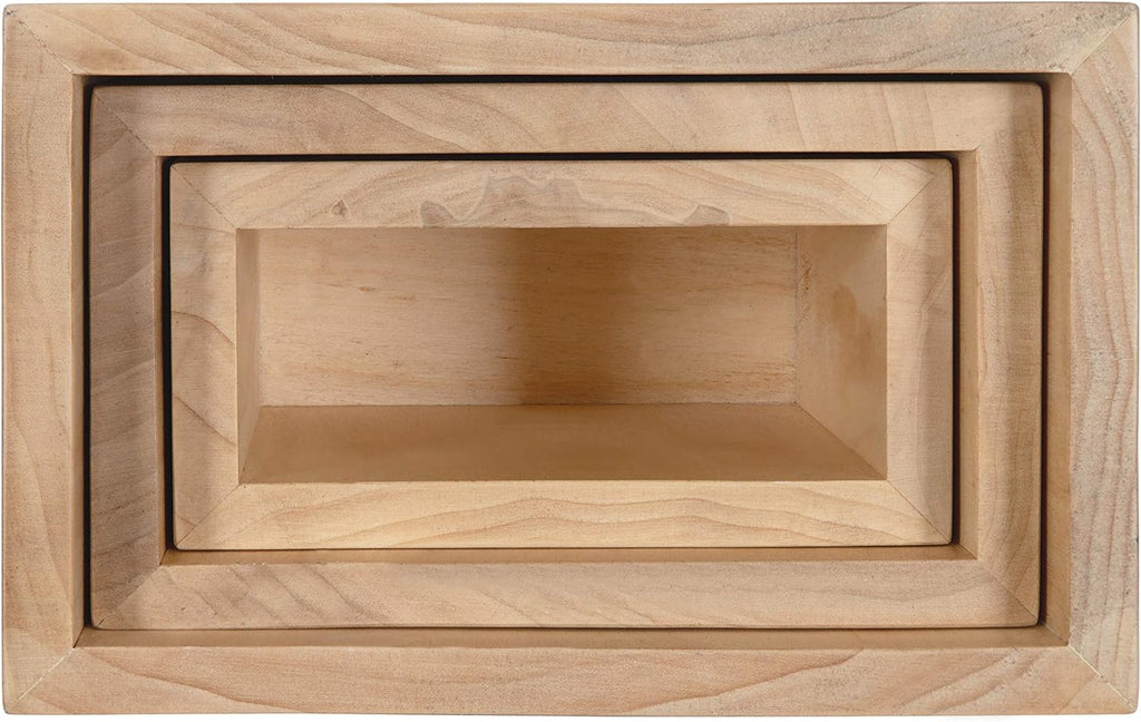 Kate and Laurel Domio Wall Hanging Planter Shelves, Set of 3, Natural Wood, Geometric Nesting Planter Collection