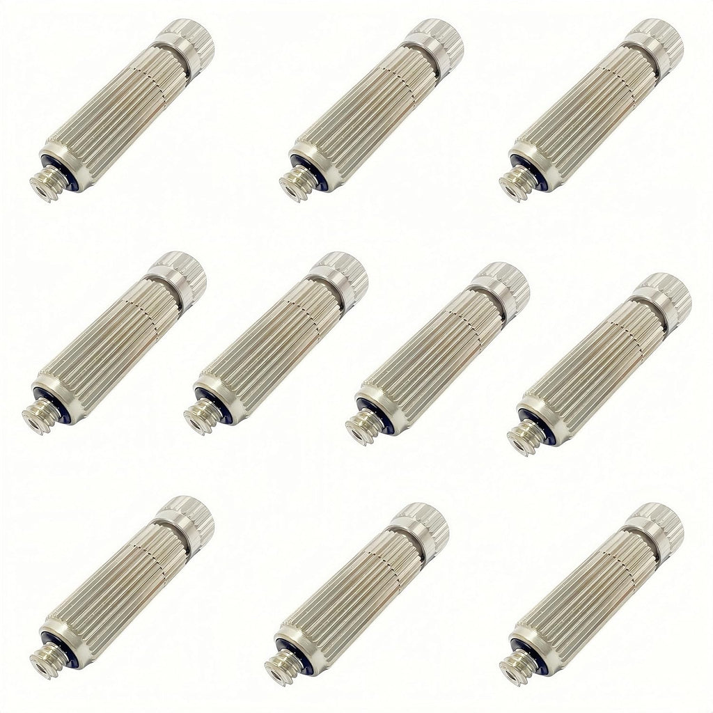 High Pressure Brass Nickel Plated Misting Nozzle for Outdoor Cooling Mist System, 0.6mm Ceramics Orifice, Anti-Drip Cleanable, 10pcs