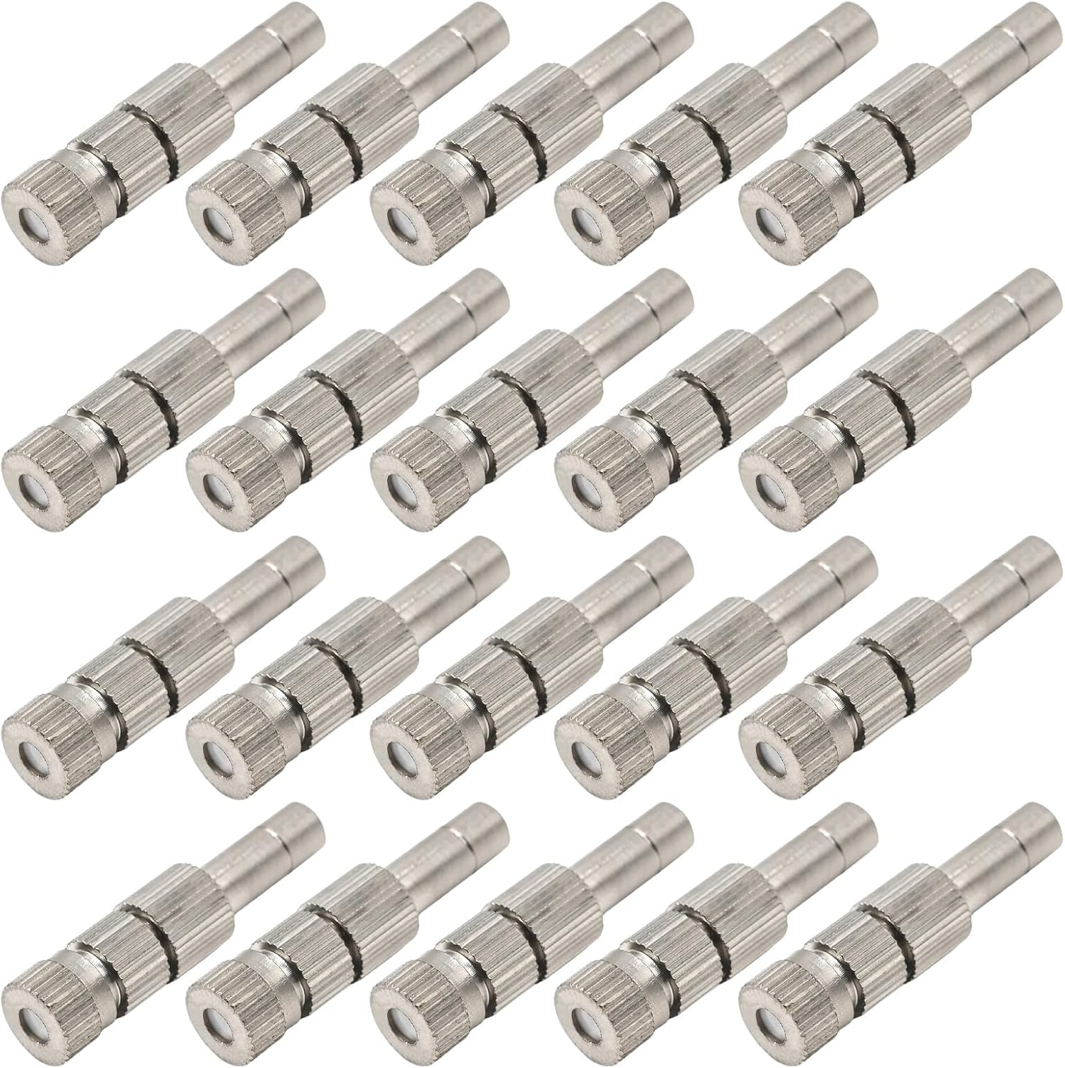 20pcs 6mm Brass Mister Nozzles with Filter, 0.016"/0.4mm Orifice Misting Nozzles for Outdoor Cooling System, Landscaping, Air Humidification, Greenhouse Irrigation