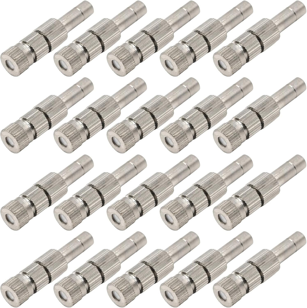 20pcs 6mm Brass Mister Nozzles with Filter, 0.006"/0.15mm Orifice Misting Nozzles for Outdoor Cooling System, Landscaping, Air Humidification, Greenhouse Irrigation