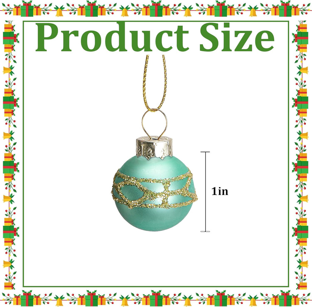 Watayo 24 Pcs Christmas Mini Multi Color Balls Glass Ornaments, 1" Mini Vintage Glittering Ball Hanging Ornaments for Tree, Red Green Gold Blue Glass Small Ball Tree Decoration for Xmas Home Decor