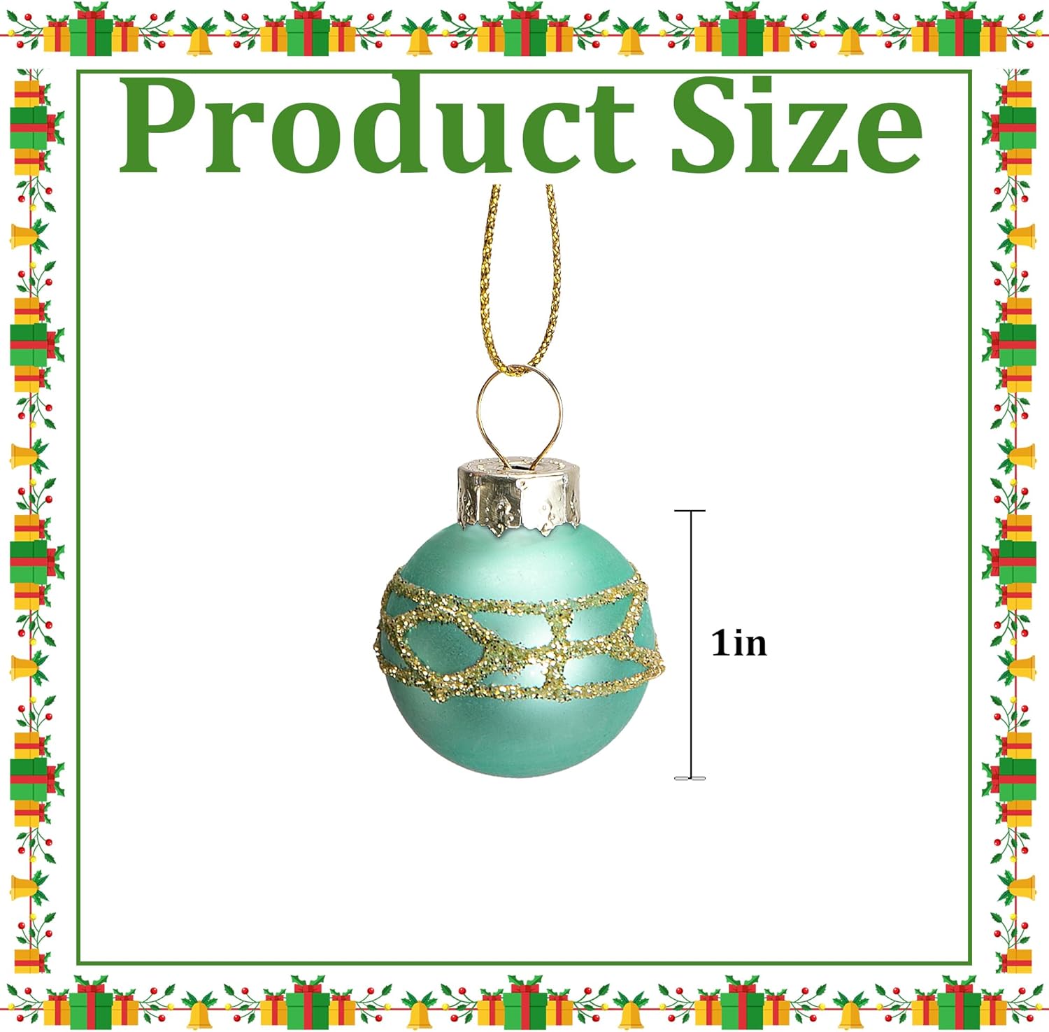 Watayo 24 Pcs Christmas Mini Multi Color Balls Glass Ornaments, 1" Mini Vintage Glittering Ball Hanging Ornaments for Tree, Red Green Gold Blue Glass Small Ball Tree Decoration for Xmas Home Decor