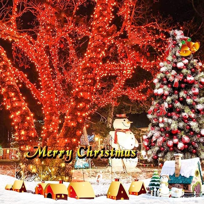 114ft Christmas String Lights Outdoor, 300 LED Christmas Lights Connectable with Timer, 8 Modes Christmas Tree Lights Fairy Twinkle Lights for Garden, Wedding, Indoor Outdoor Xmas Decorations (Red)