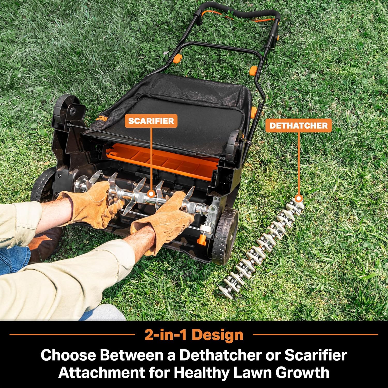 LawnMaster 48V MAX Brushless 16” Cordless Scarifier & Dethatcher with Removable Thatch Collection Bag Quick-Fold – CLGVB4816