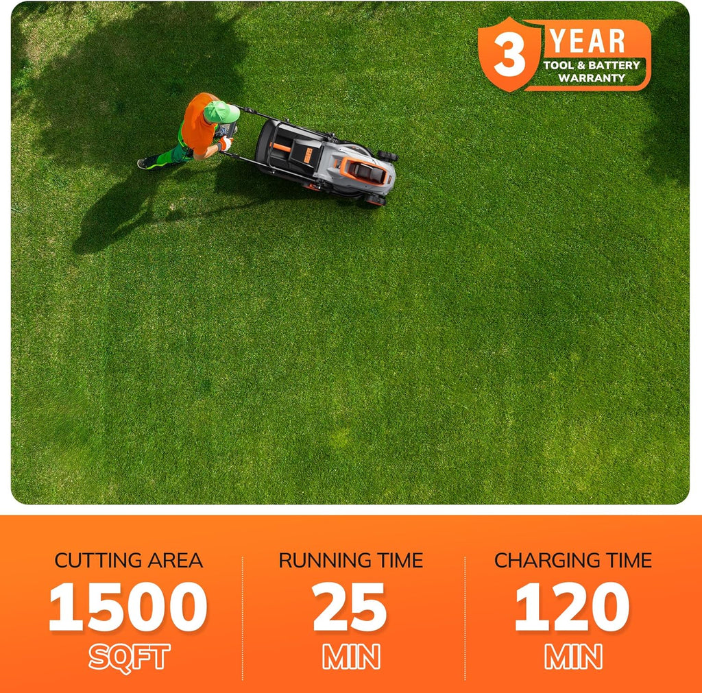 Electric Lawn Mower, 20V 13" Cordless Lawn Mower for Small Yard, Push Mower with 5 Height Adjustments, 2-in-1 Mulching/Bagging for Graden, 4.0Ah Battery and Charger Included(25min Runtime)