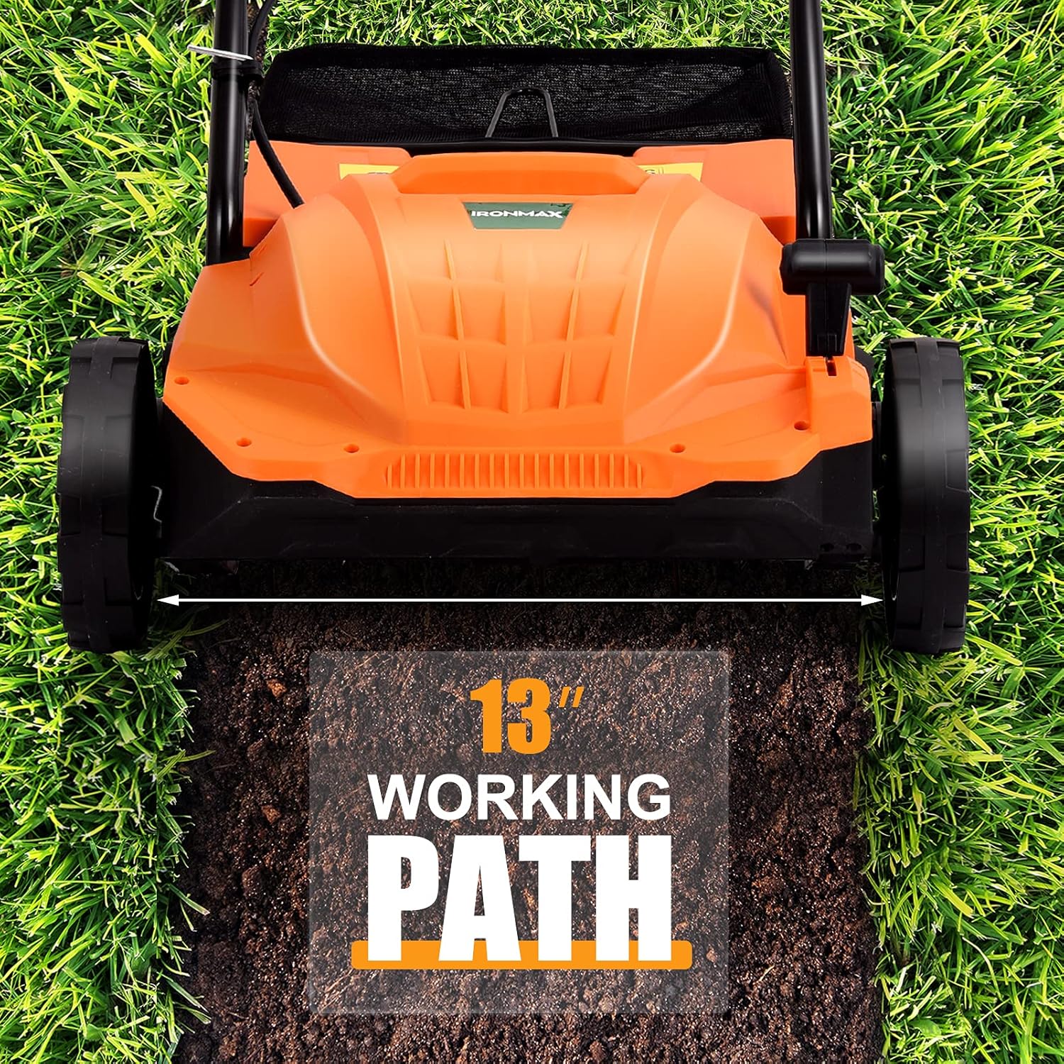 ARNOT Lawn Dethatcher & Scarifier, 2-in-1 Electric Corded Lawn Dethatcher, 13-Inch 12Amp Lawn Scarifier, 3-Position Raking Depth, w/40L Collection Bag & 2 Removable Blades, Orange