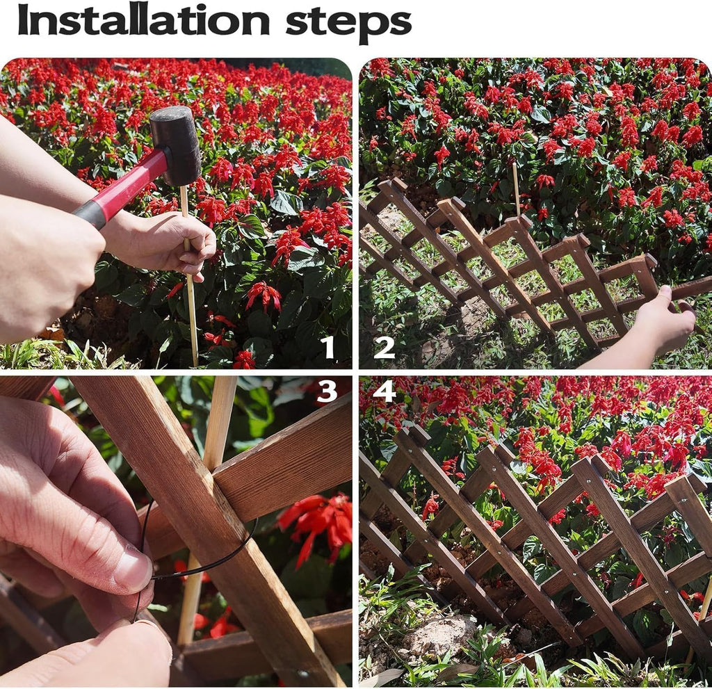 3 Pack Expandable Wooden Lattice Trellis, Outdoor Decorative Fence Panels for Climbing Plants, Vine Ivy Rose Support, Balcony Wall Decor, Yard Landscape Edging, Patio Divider, Animal Barrier