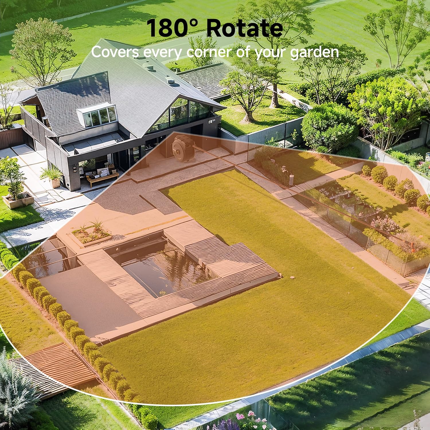 Giraffe Tools Retractable Garden Hose Reel 1/2 Inch x 130 ft, Super Heavy Duty, Any Length Lock, Slow Return System, Wall Mounted and 180 Deg Swivel Bracket