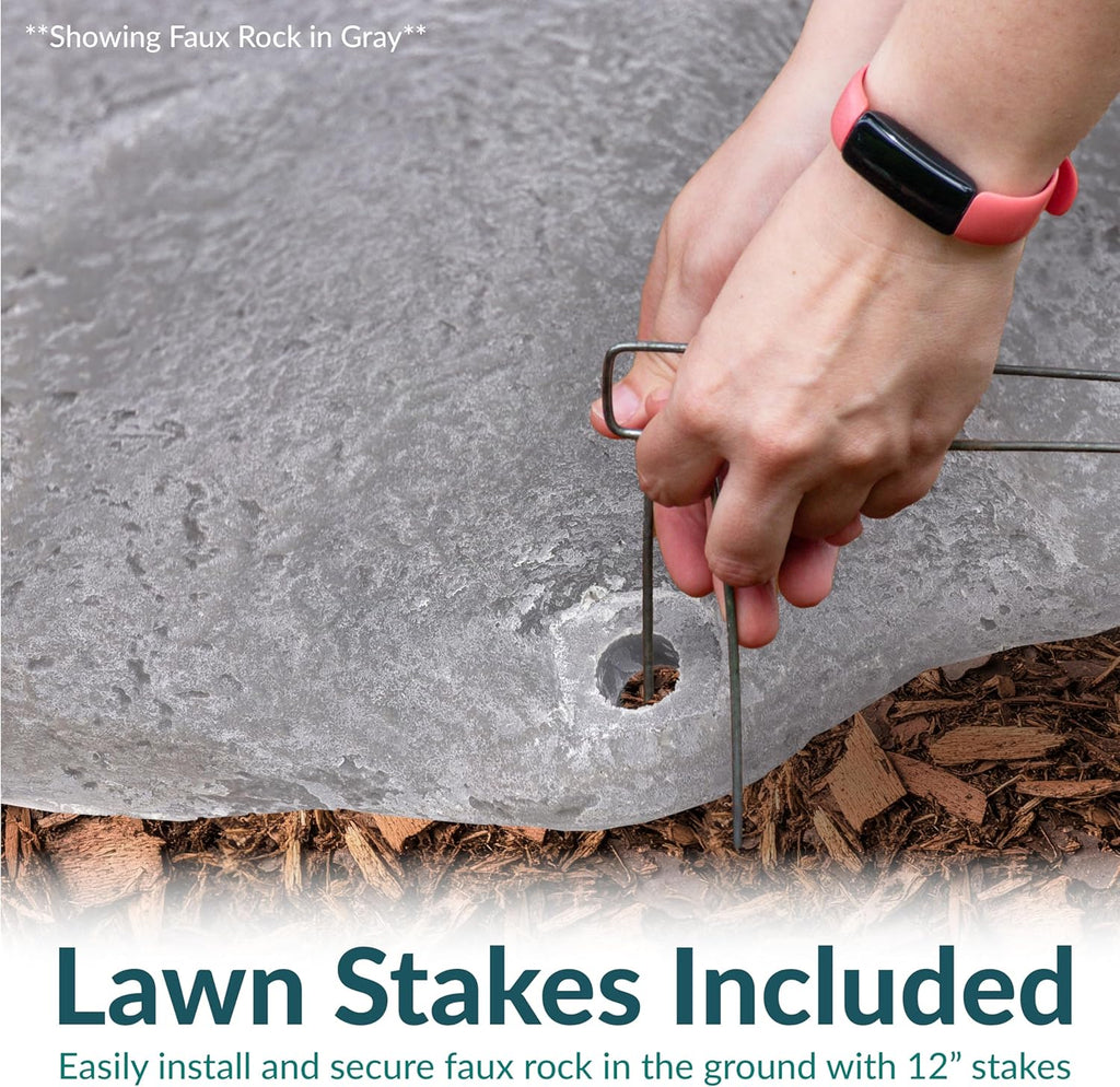 Sunnydaze 3.5” H Polyresin Faux Landscape Rock Cover - Lightweight Fake Rock Well Pump Cover for Outside - Gray - 2-Pack