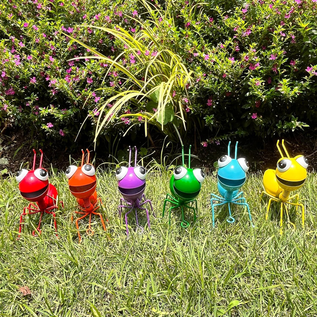 Metal Yard Art Garden Decor for Outside Cute Ants Yard Decorations Outdoor Lawn Ornaments Backyard Gifts for Mom - Set of 6